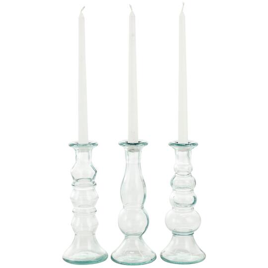 Clear Recycled Glass Candle Holder Set